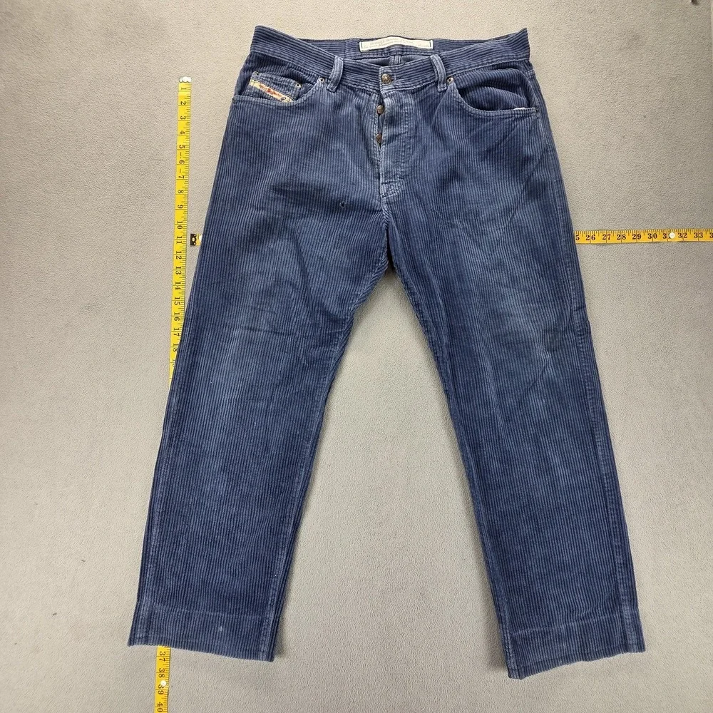 Diesel Jeans Mens‎ Blue Keetar Corduroy Straight Leg Button Fly Fits 34x28